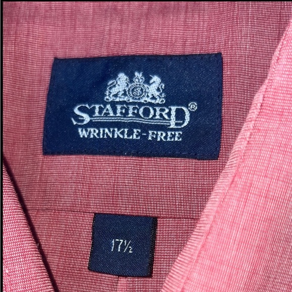 STAFFORD Men's Wrinkle Free Short Sleeve Button Up Shirt (Size: 17.5) EUC - Picture 5 of 14